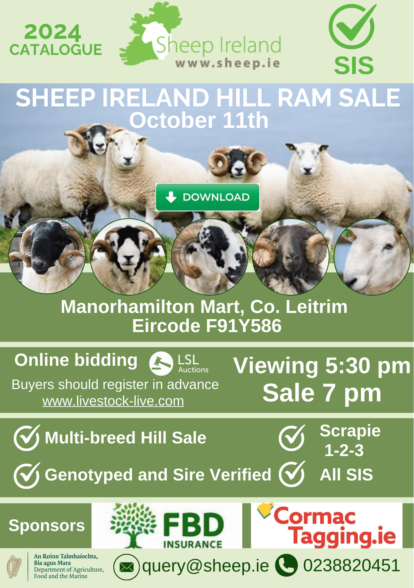 You are currently viewing This Friday 11th! Sheep Ireland’s Multi-breed Hill Ram sale 2024. Download catalogue.